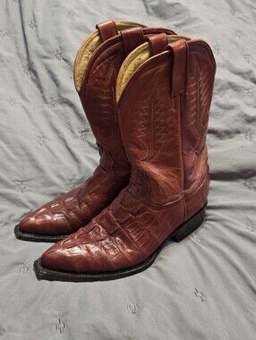 El Patrón Genuine Caiman Tail Alligator Leather Cowboy  Boots Men 11 E Western
